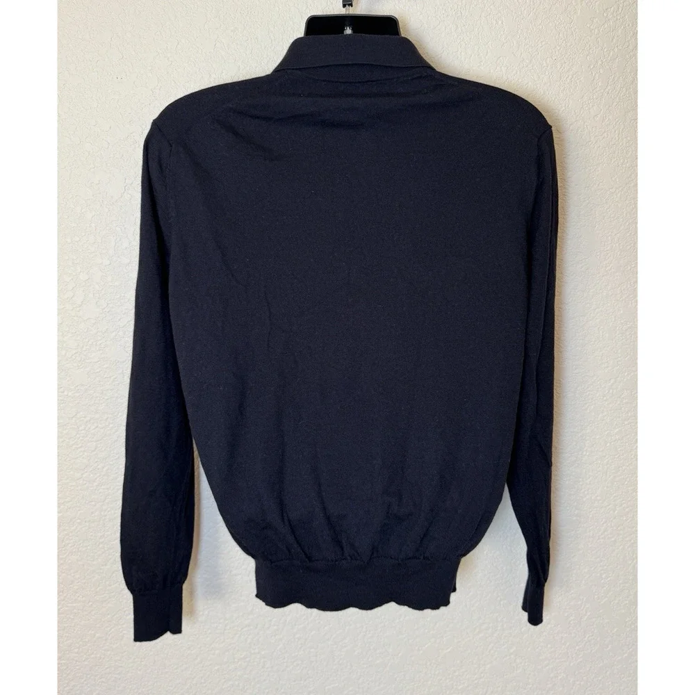 SUITSUPPLY Mens Black Merino Wool Long Sleeve Polo Sweater Slim Fit XXL Career
